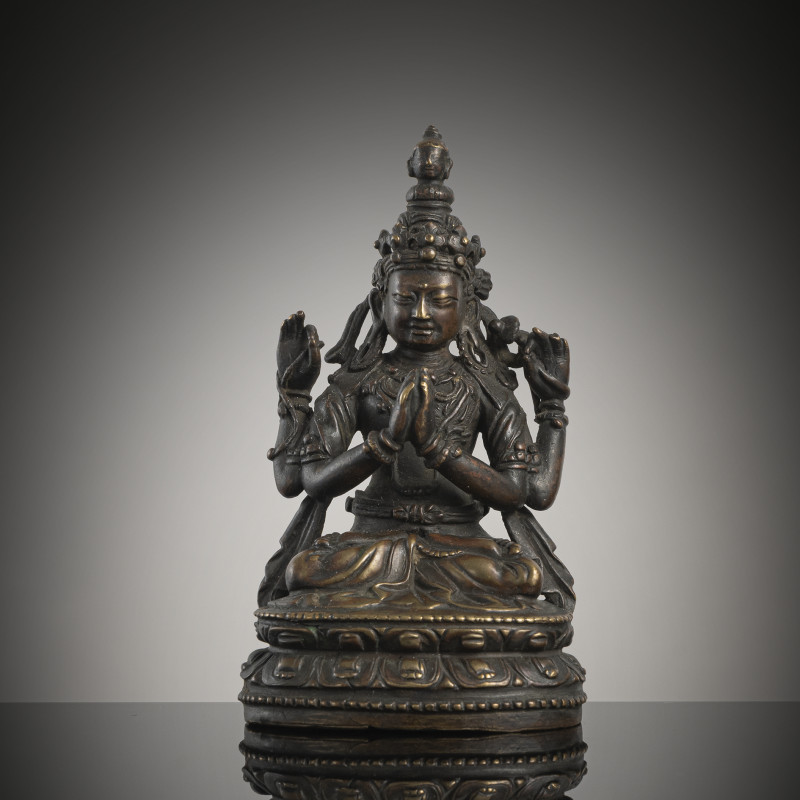 A BRONZE FIGURE OF SADAKSHARILOKESHVARA