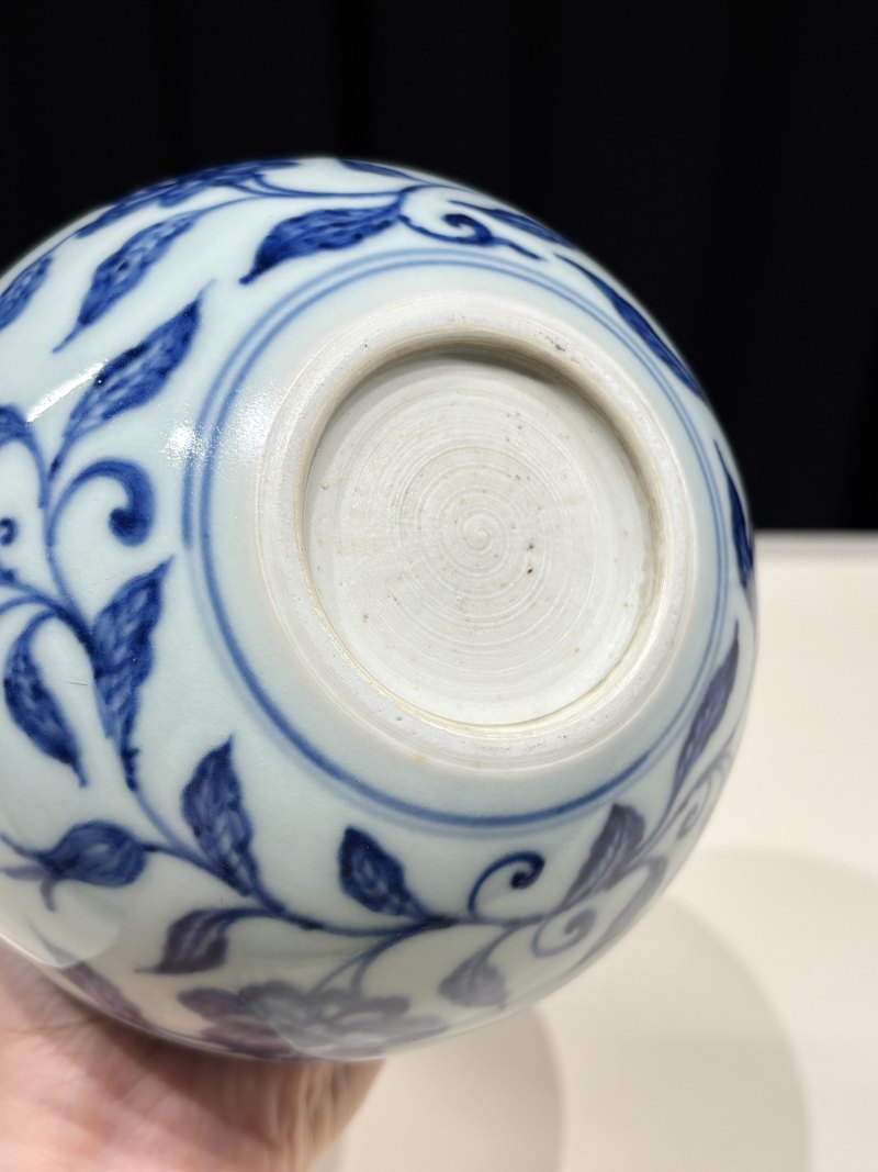 清雍正 青花缠枝花卉纹天球瓶 - 图8