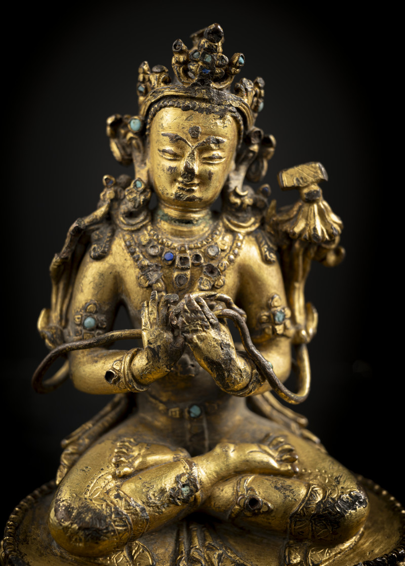 A GILT-COPPER FIGURE OF MANJUSHRI - 图4