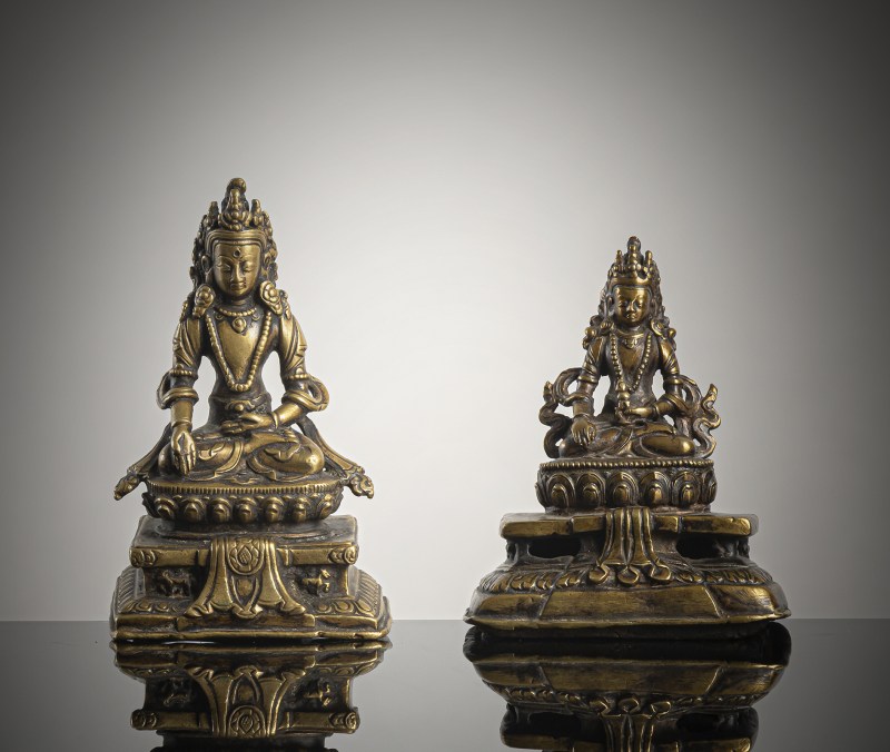 TWO BRONZE FIGURES OF RATNASAMBHAVA AND AKSHOBHYA