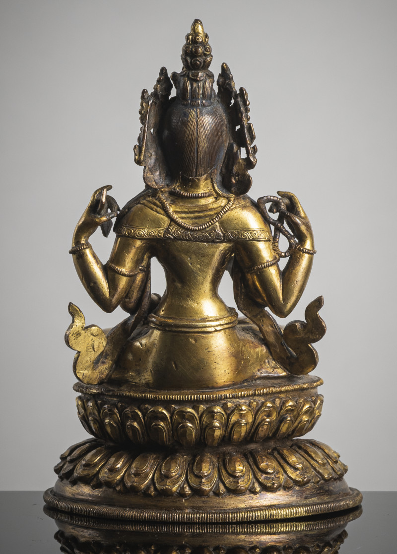 A GILT-COPPER FIGURE OF MANJUGOSHA - 图2