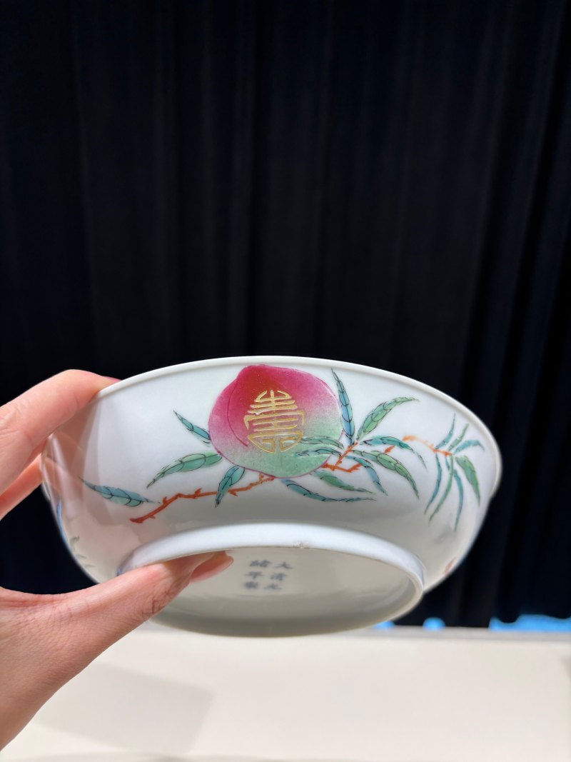 清光绪 粉彩寿桃纹盘一对 - 图7