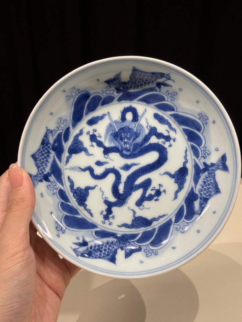 清雍正 青花鱼化龙纹盘一对 - 图8