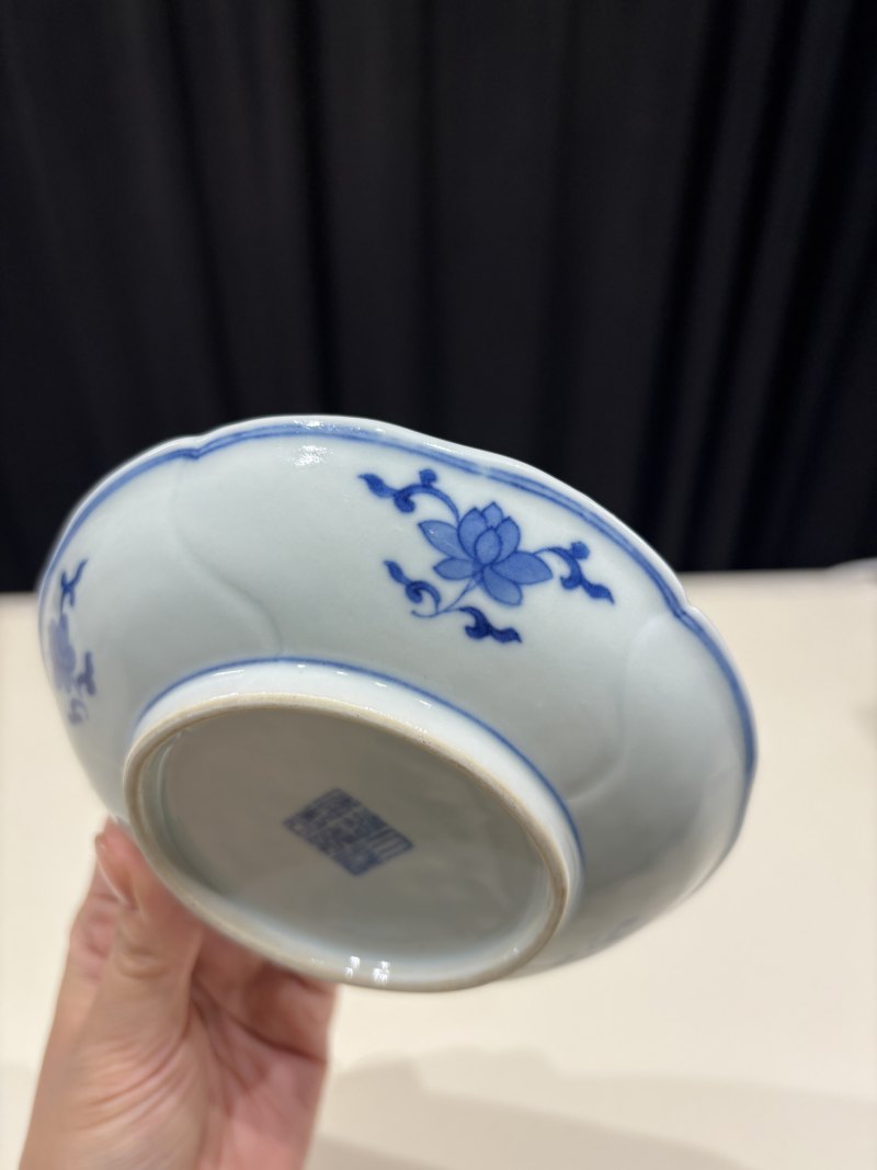 清嘉庆 青花缠枝莲纹格式洗 - 图4