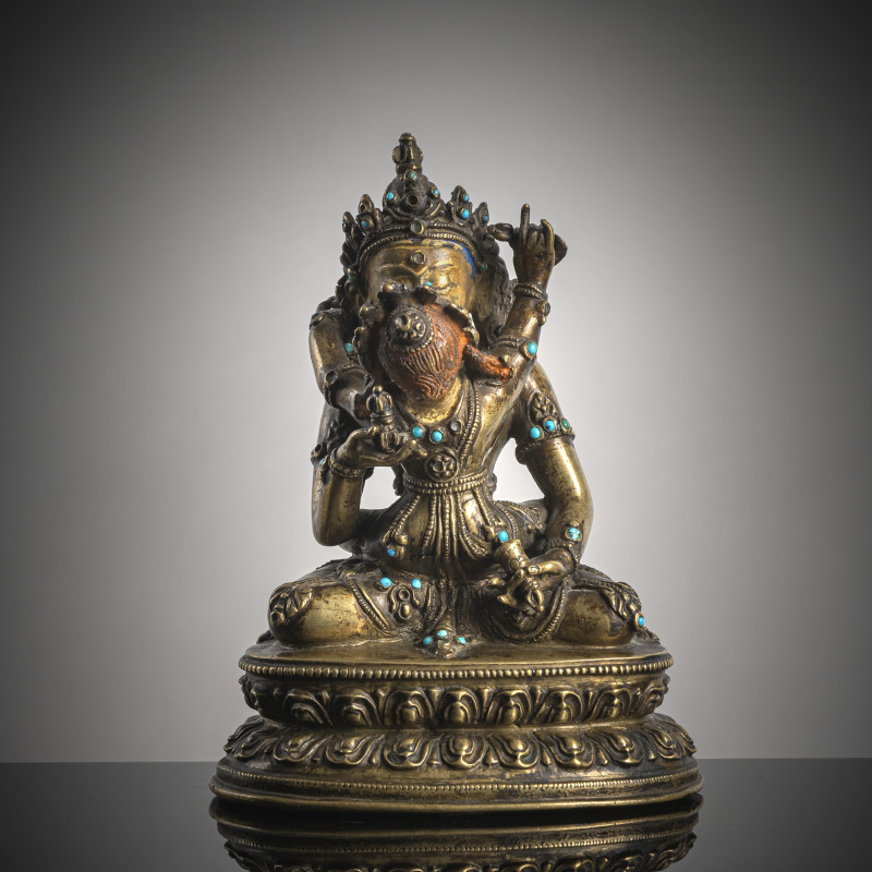 A FINE AND RARE BRONZE FIGURE OF ADIBUDDHA VAJRASATTVA AND HIS CONSORT