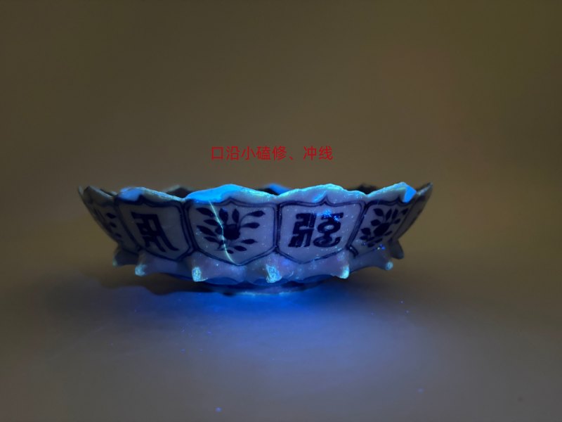 清康熙 青花梵文莲瓣盘 - 图13