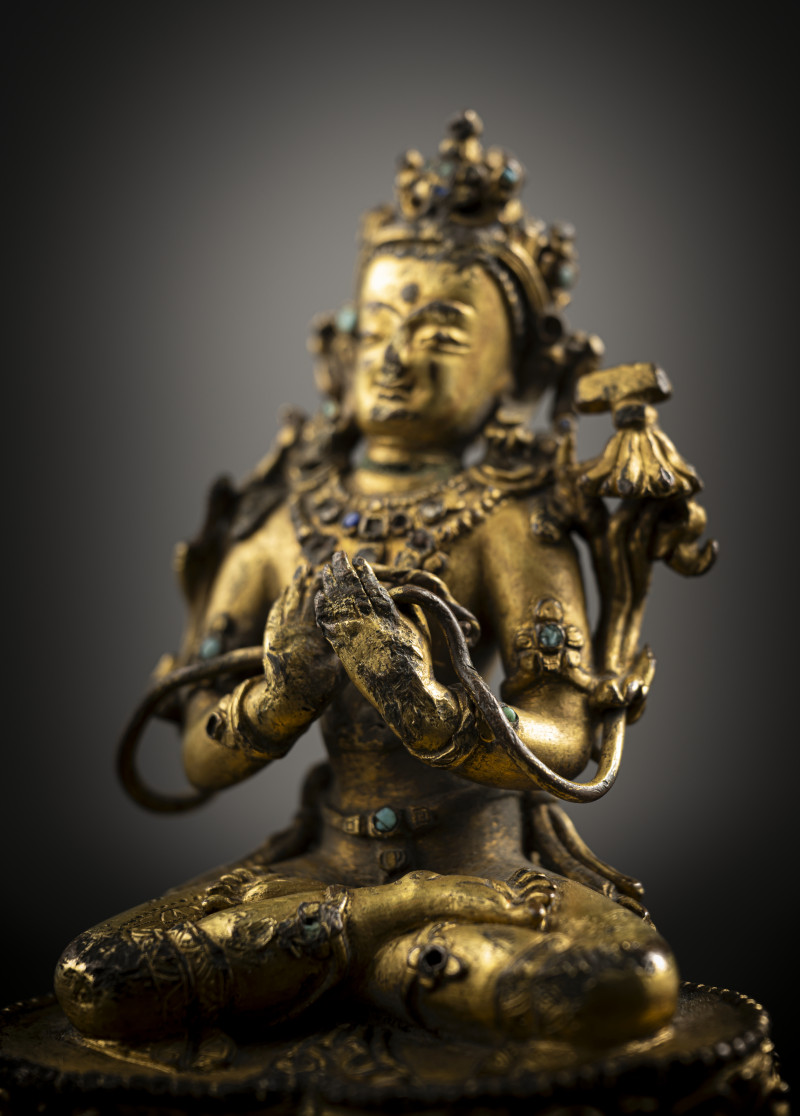 A GILT-COPPER FIGURE OF MANJUSHRI - 图5