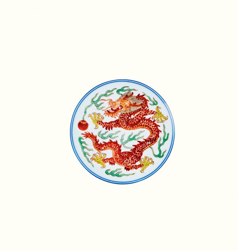 清乾隆 五彩龙凤纹碗 - 图2