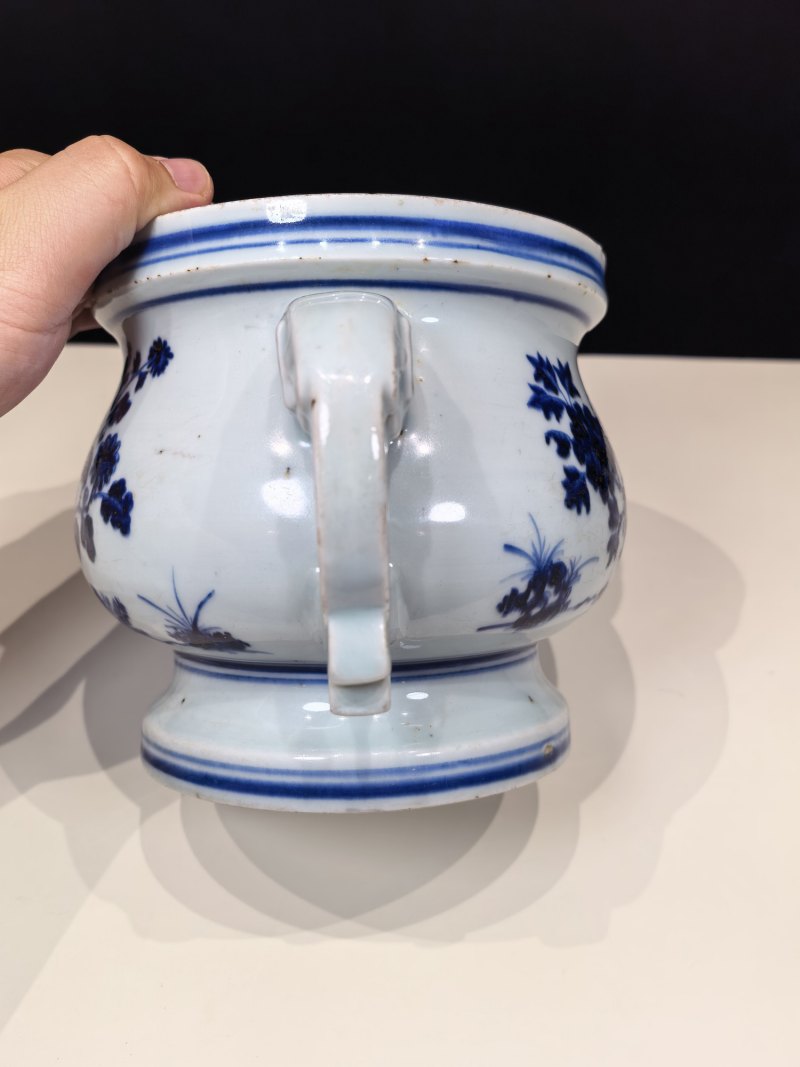 明宣德-正统 青花花卉纹象耳簋 - 图7