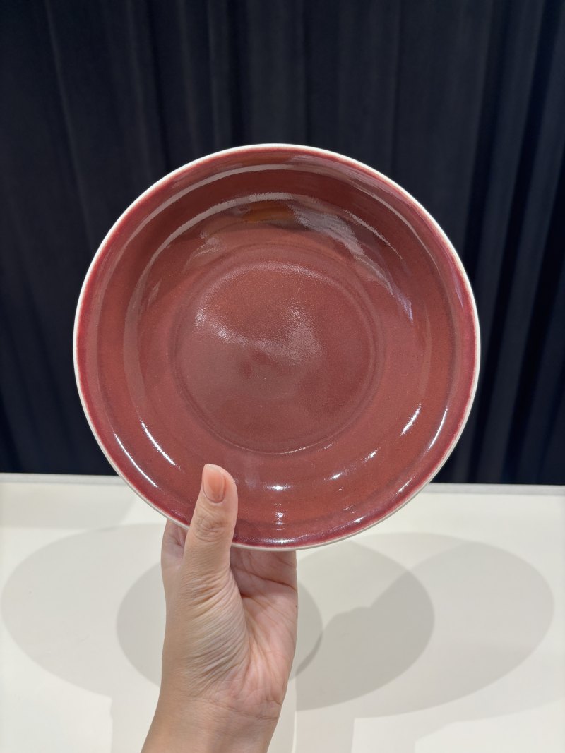 清康熙 仿宣德红釉盘 - 图3
