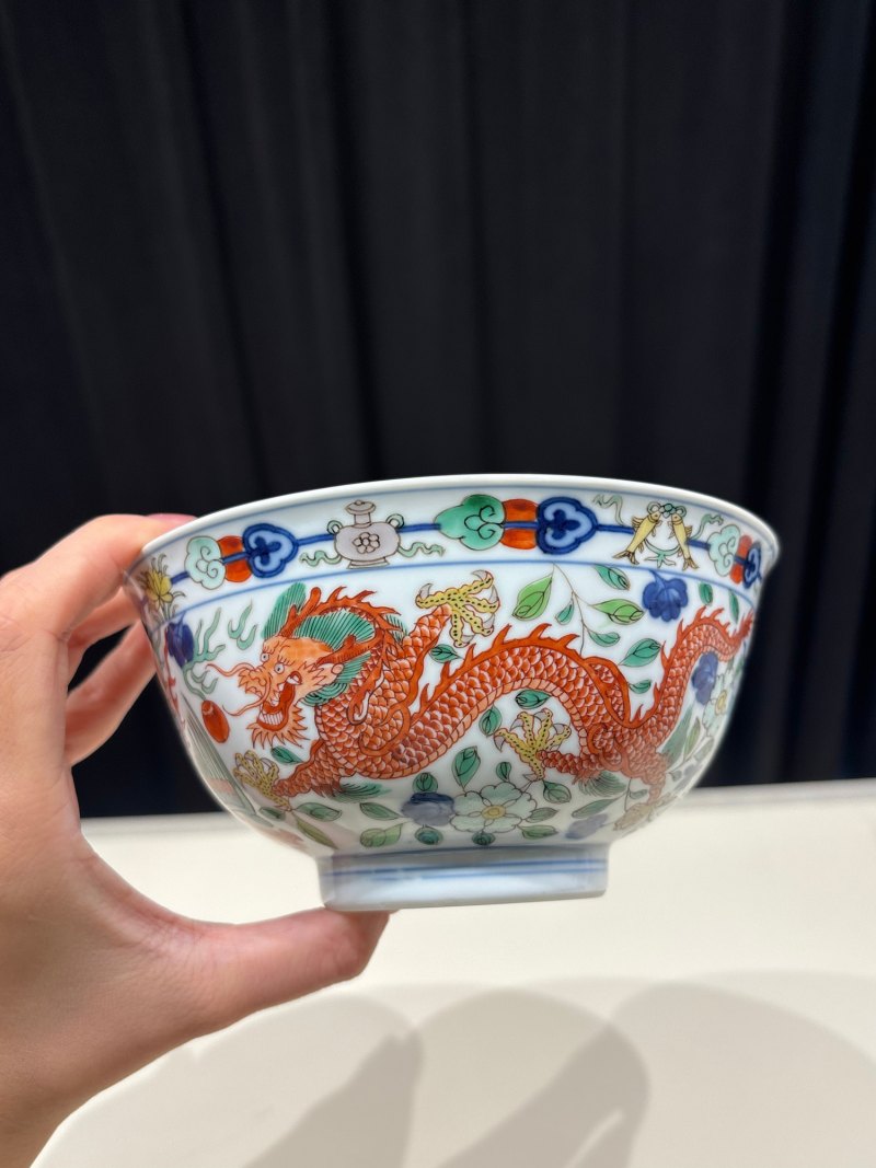 清乾隆 五彩龙凤纹碗 - 图5