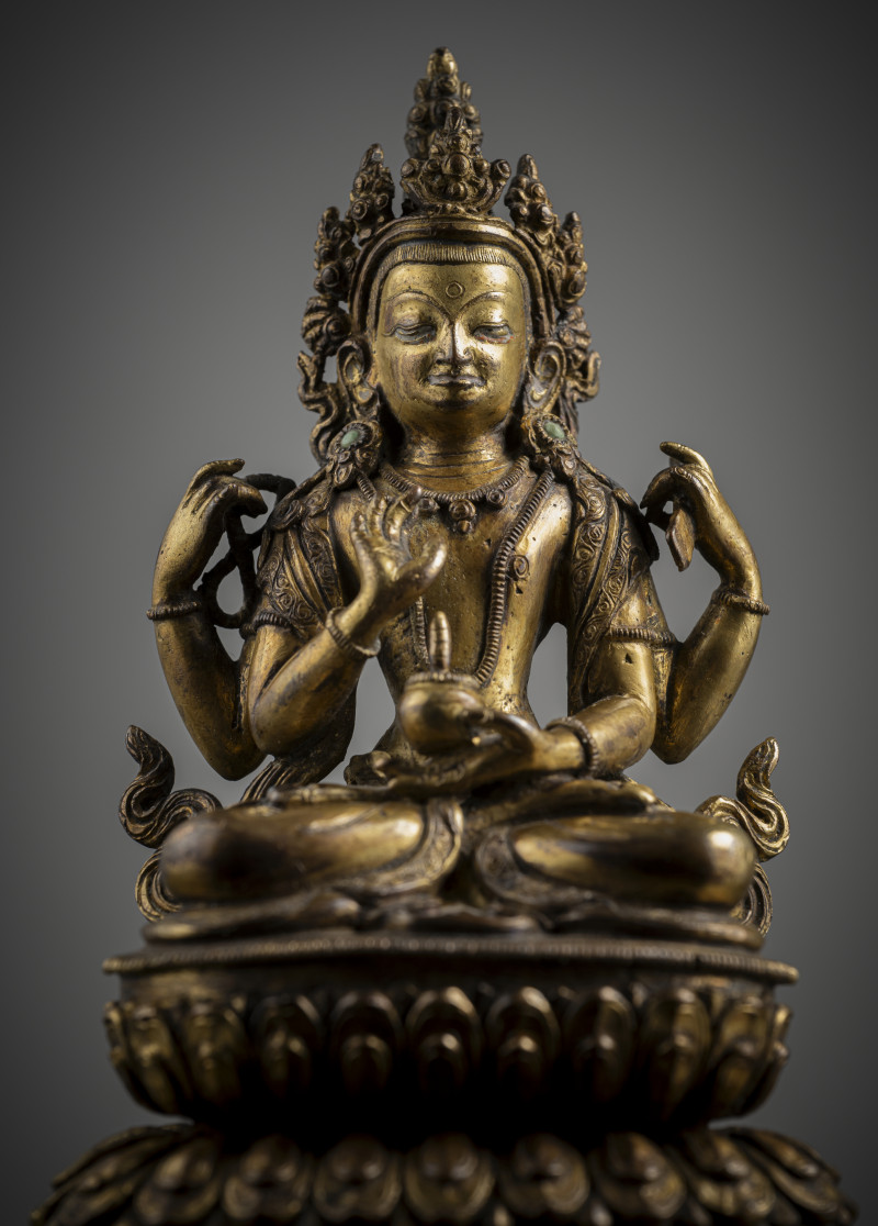 A GILT-COPPER FIGURE OF MANJUGOSHA - 图5