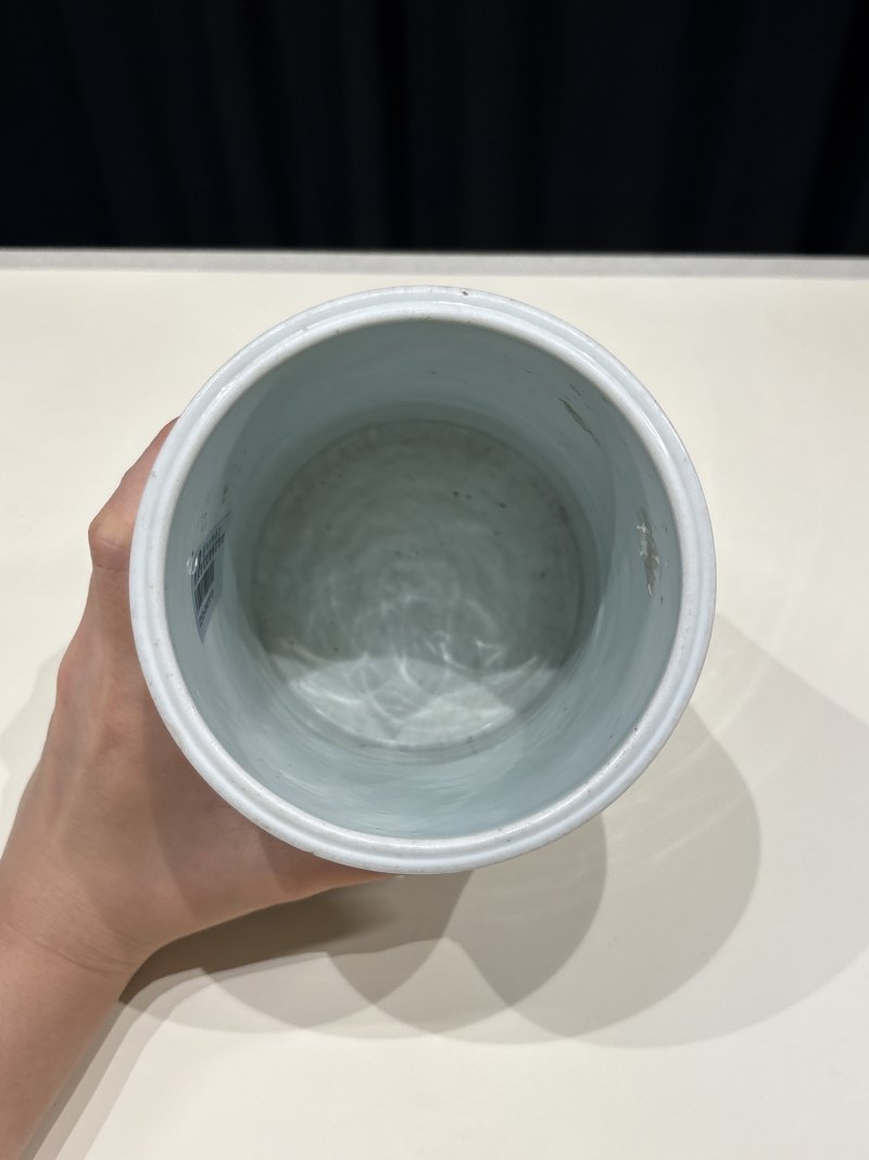 清康熙 青花釉里红魁星点斗纹笔筒 - 图6