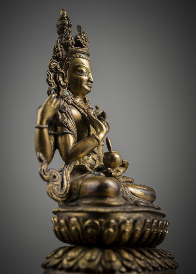 A GILT-COPPER FIGURE OF MANJUGOSHA - 图3