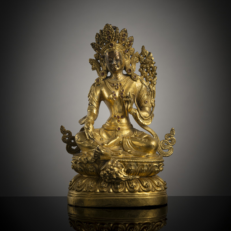 A GILT-BRONZE FIGURE OF SYAMATARA