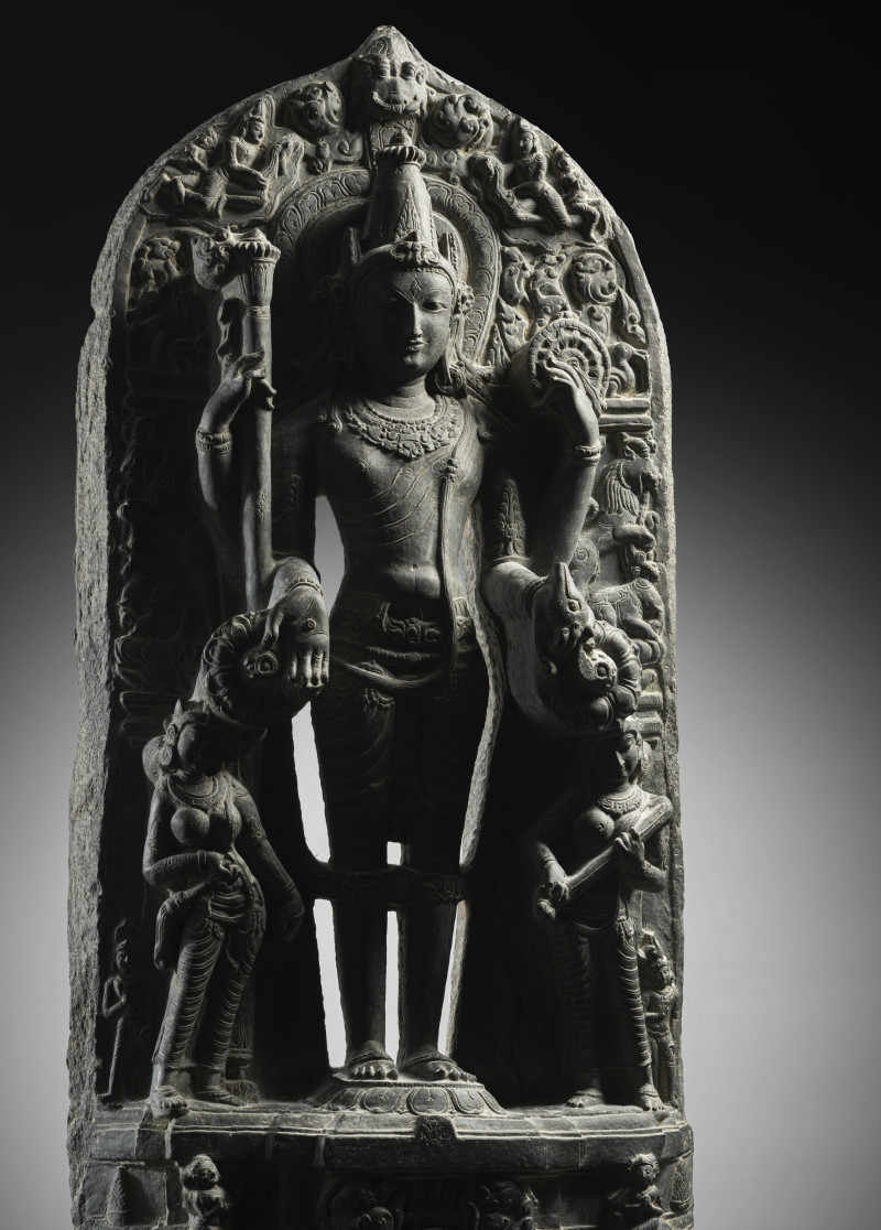 A FINE AND LARGE PHYLLITE STONE STELE DEPICTING VISHNU - 图6