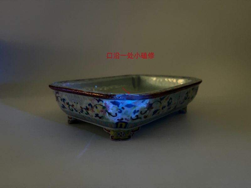 清乾隆 青花洋彩四方倭角水仙盆 - 图16