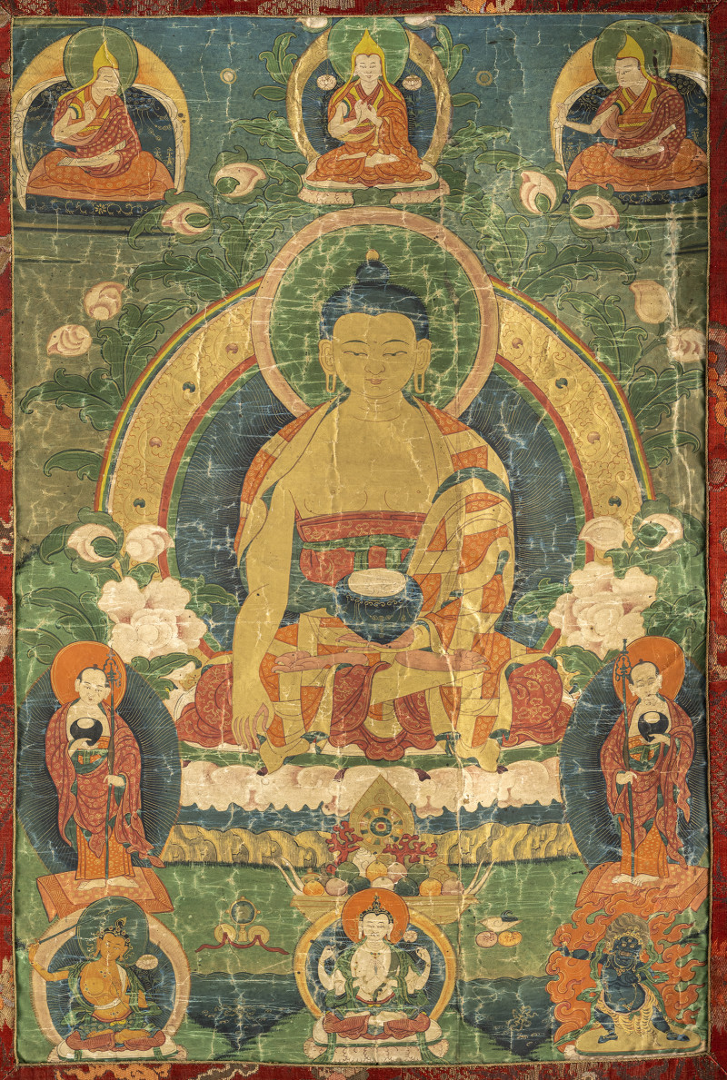 A THANGKA DEPICTING BUDHA SHAKYAMUNI