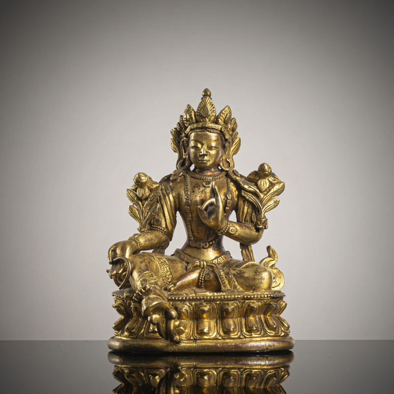 A GILT-BRONZE FIGURE OF SYAMATARA
