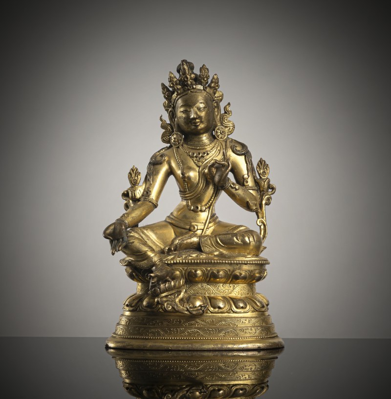 A GILT-BRONZE FIGURE OF SYAMATARA