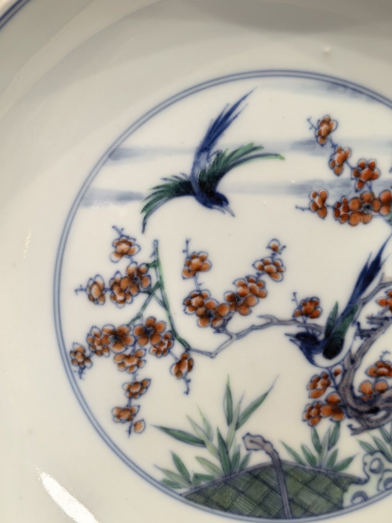 清康熙 斗彩花鸟纹盘 - 图4