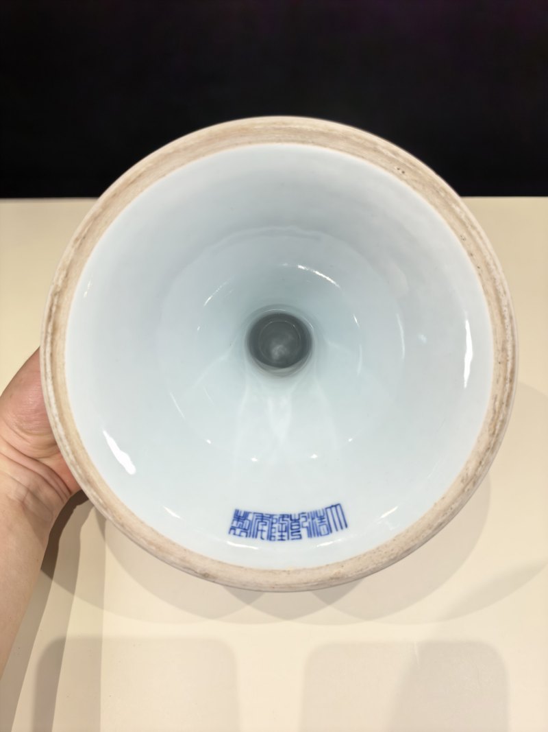 清乾隆 青花海水江崖鱼化龙纹高足盘 - 图14