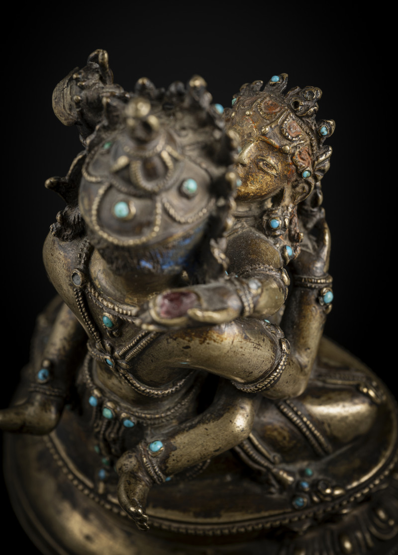 A FINE AND RARE BRONZE FIGURE OF ADIBUDDHA VAJRASATTVA AND HIS CONSORT - 图5