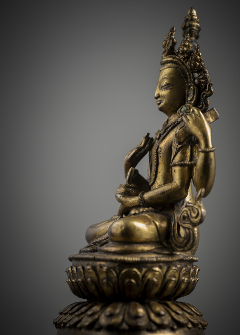 A GILT-COPPER FIGURE OF MANJUGOSHA - 图4