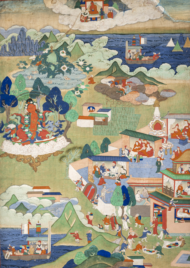 TWO THANGKAS DEPICTING PROBABLY SCENES OF THE AVADANA KALPALATA