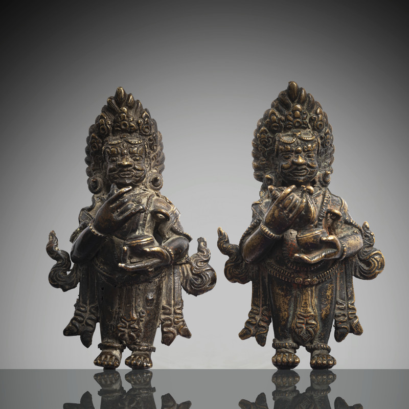 TWO BRONZE FIGURES OF MAHAKALA