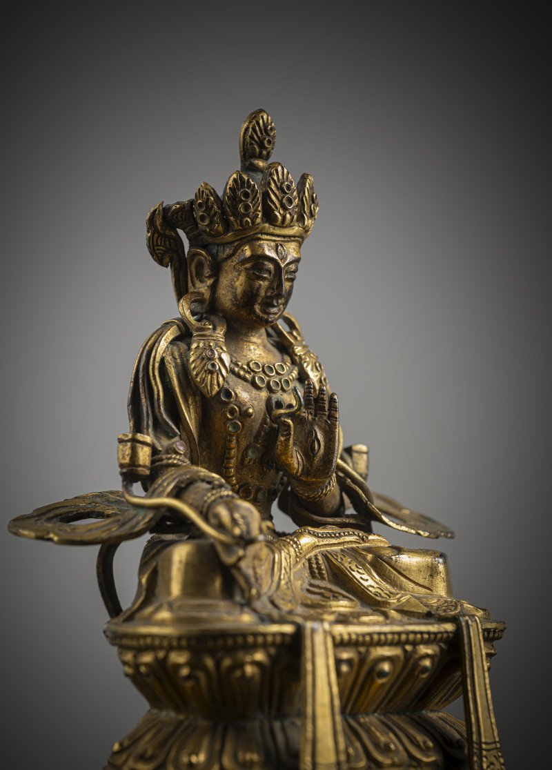 A GILT-COPPER REPOUSSÉ FIGURE OF A BODHISATTVA - 图5