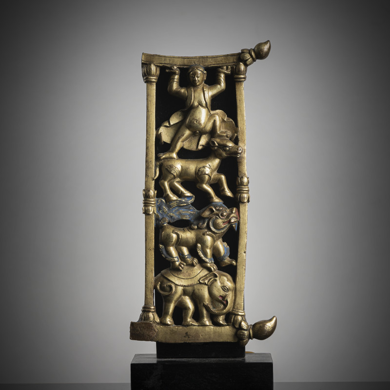 A GILT-BRONZE THRONE SECTION