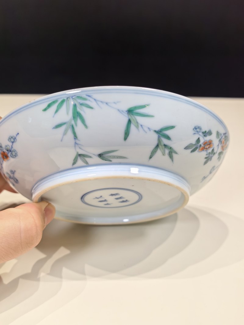 清康熙 斗彩花鸟纹盘 - 图9