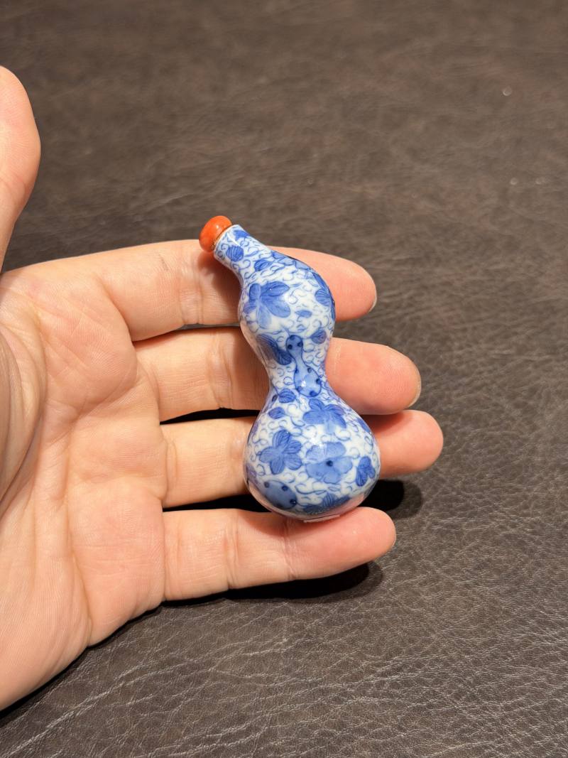 清乾隆 青花瓜瓞绵绵仿生葫芦瓶 - 图3