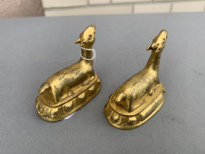 A PAIR OF GILT-BRONZE DEER - 图8