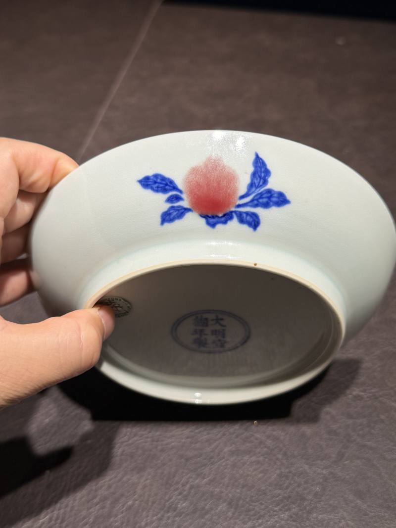 清雍正 安窑青花釉里红瑞果纹盘 - 图19