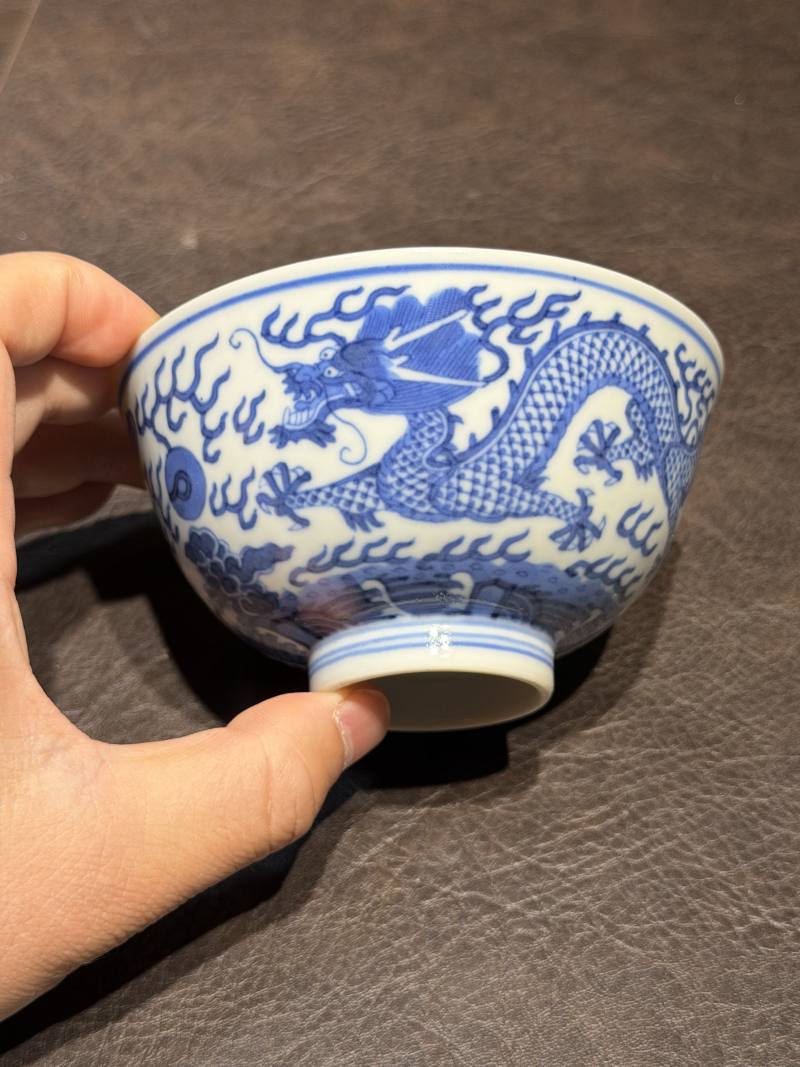 清光绪 青花双龙赶珠纹茶圆 - 图7