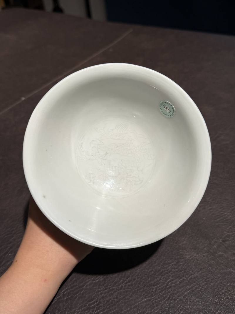 明嘉靖 白釉暗刻龙纹高足杯 - 图10