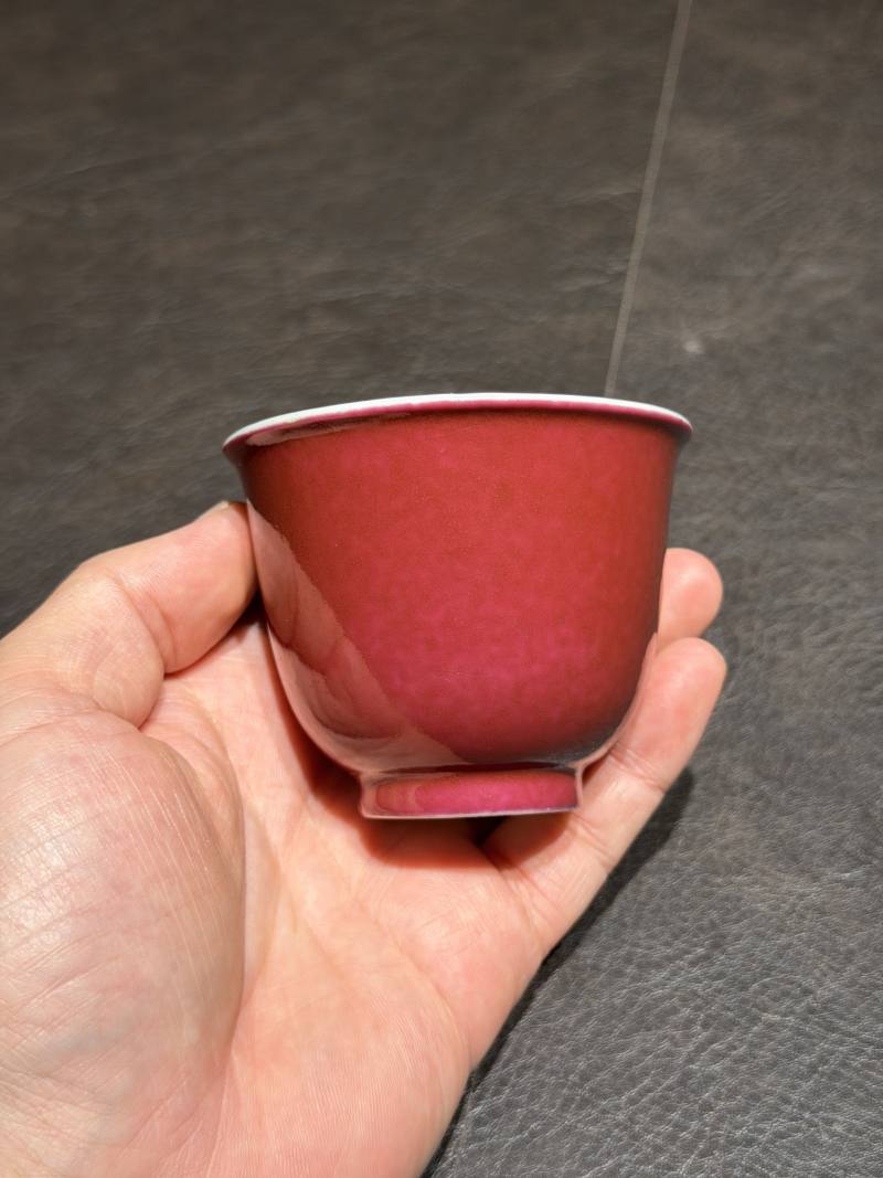 清乾隆 胭脂红釉茶圆 - 图3