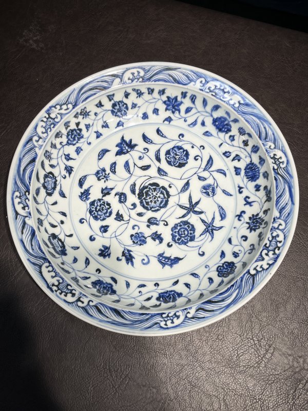 明永乐 青花折沿花卉纹大盘 - 图27