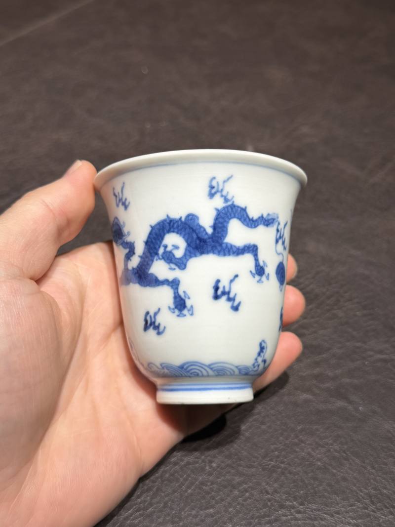 清雍正 青花双龙赶珠纹铃铛杯 - 图21