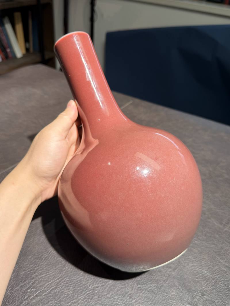 清雍正 霁红釉大天球瓶 - 图5