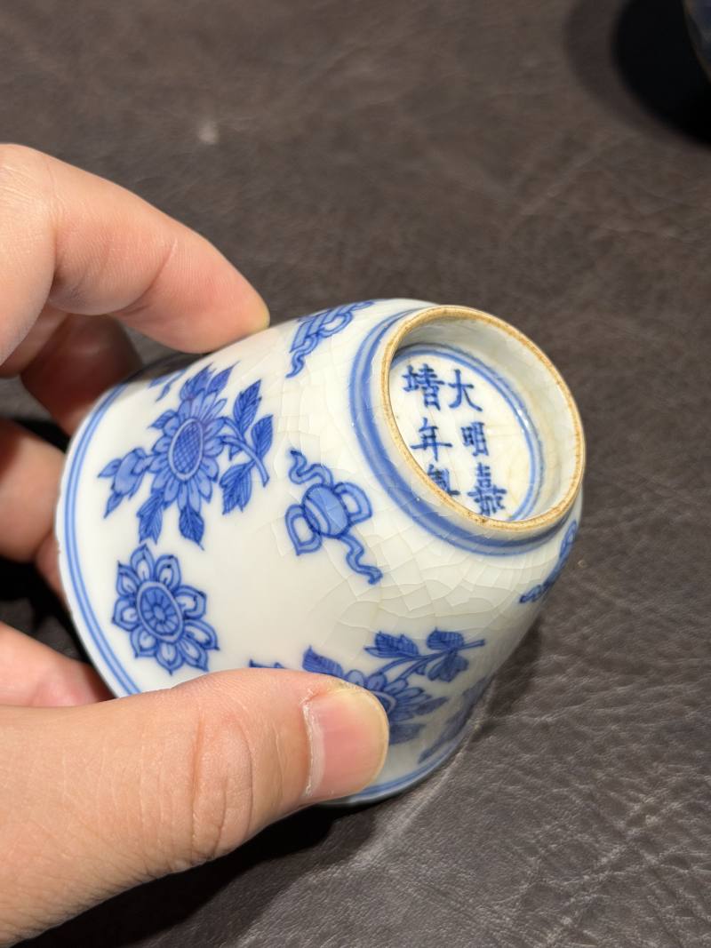 清康熙 青花清供图茶杯（一组六件） - 图44