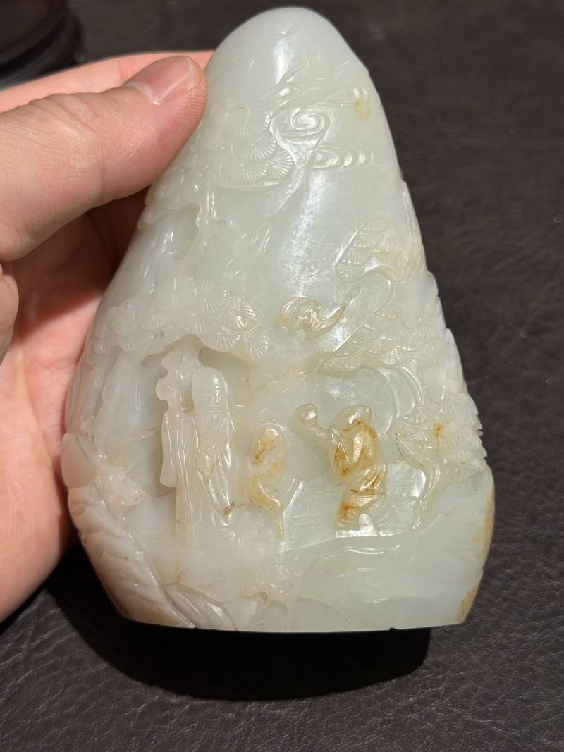 清光绪 白玉“深山访友”玉雕 - 图19