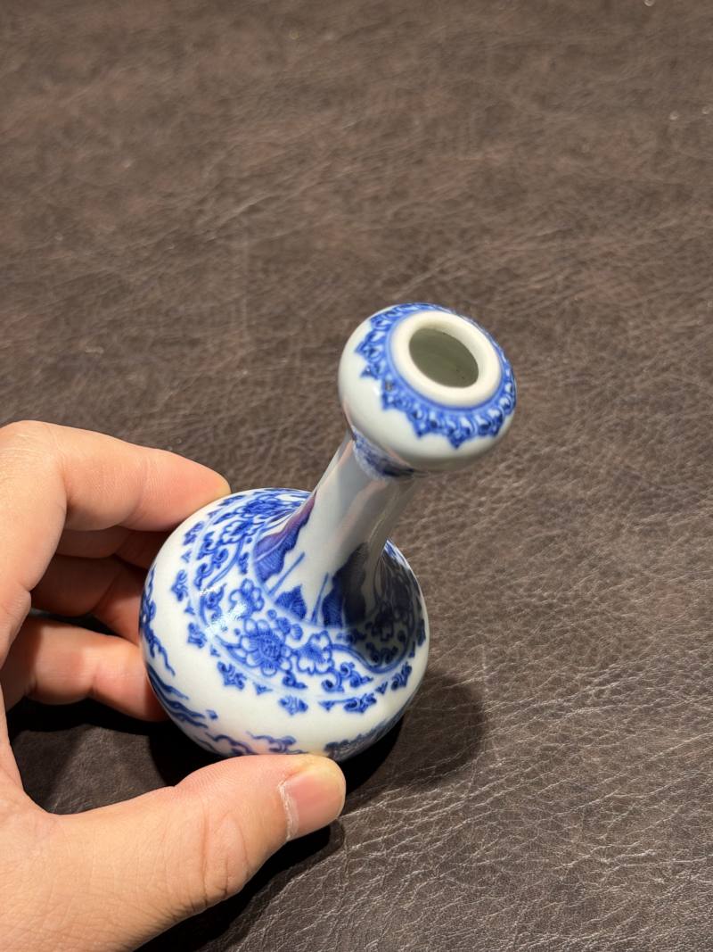 清康熙 青花双凤纹胆瓶、蒜头瓶 - 图12