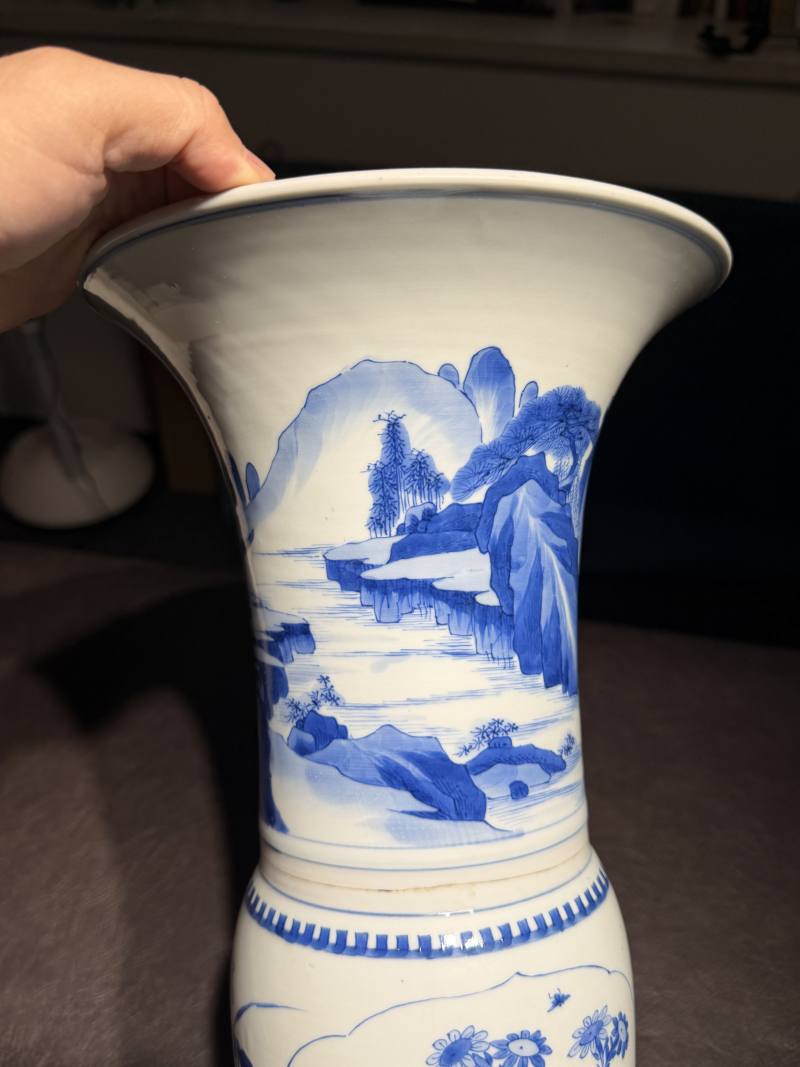 清康熙 青花山水人物故事图花觚 - 图11