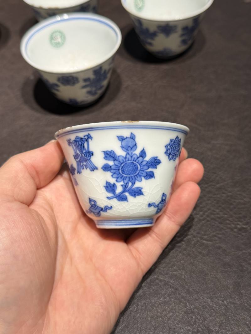 清康熙 青花清供图茶杯（一组六件） - 图12