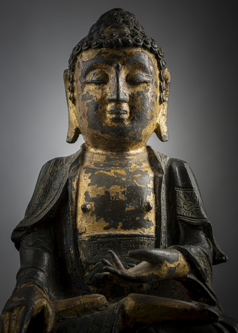 A part-gilt bronze of Buddha Shakyamuni in the meditation seat - 图5
