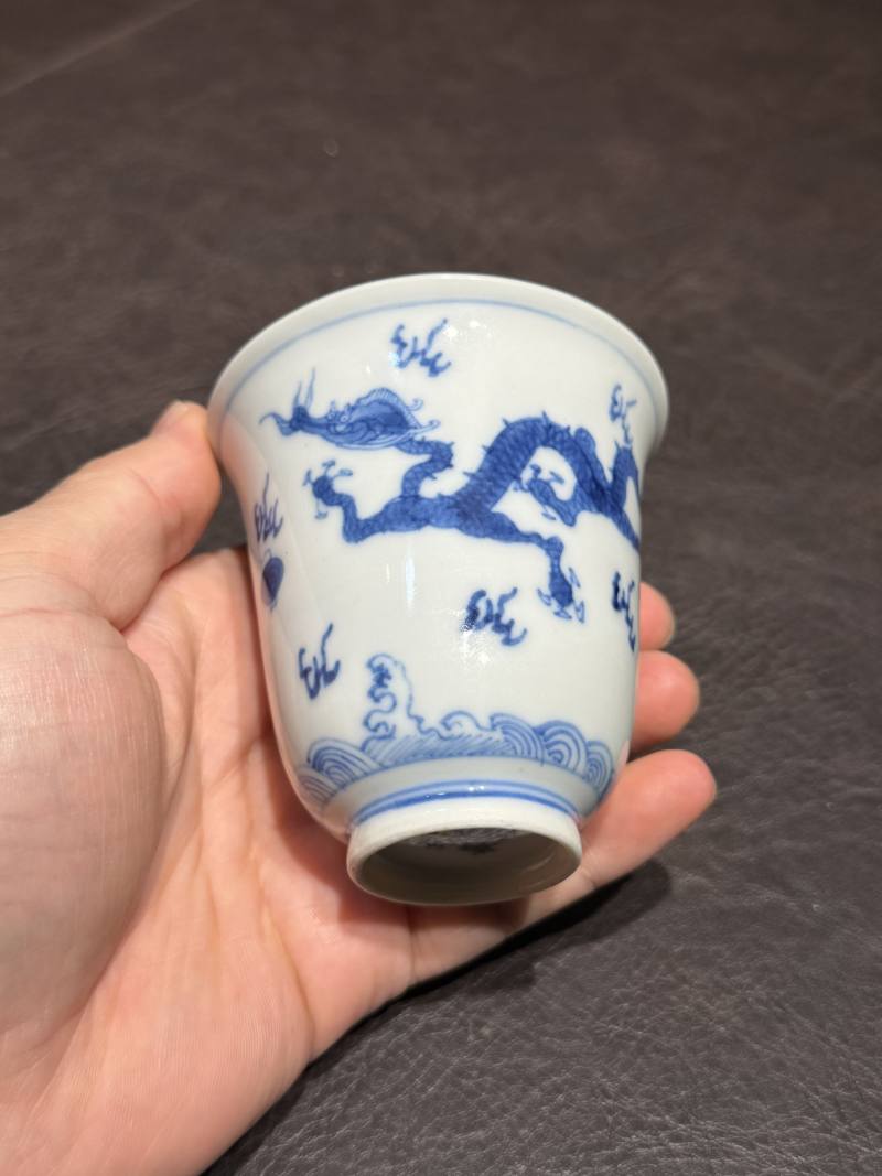 清雍正 青花双龙赶珠纹铃铛杯 - 图23