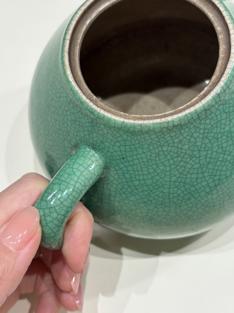 清早期 绿哥釉三足茶壶 - 图8